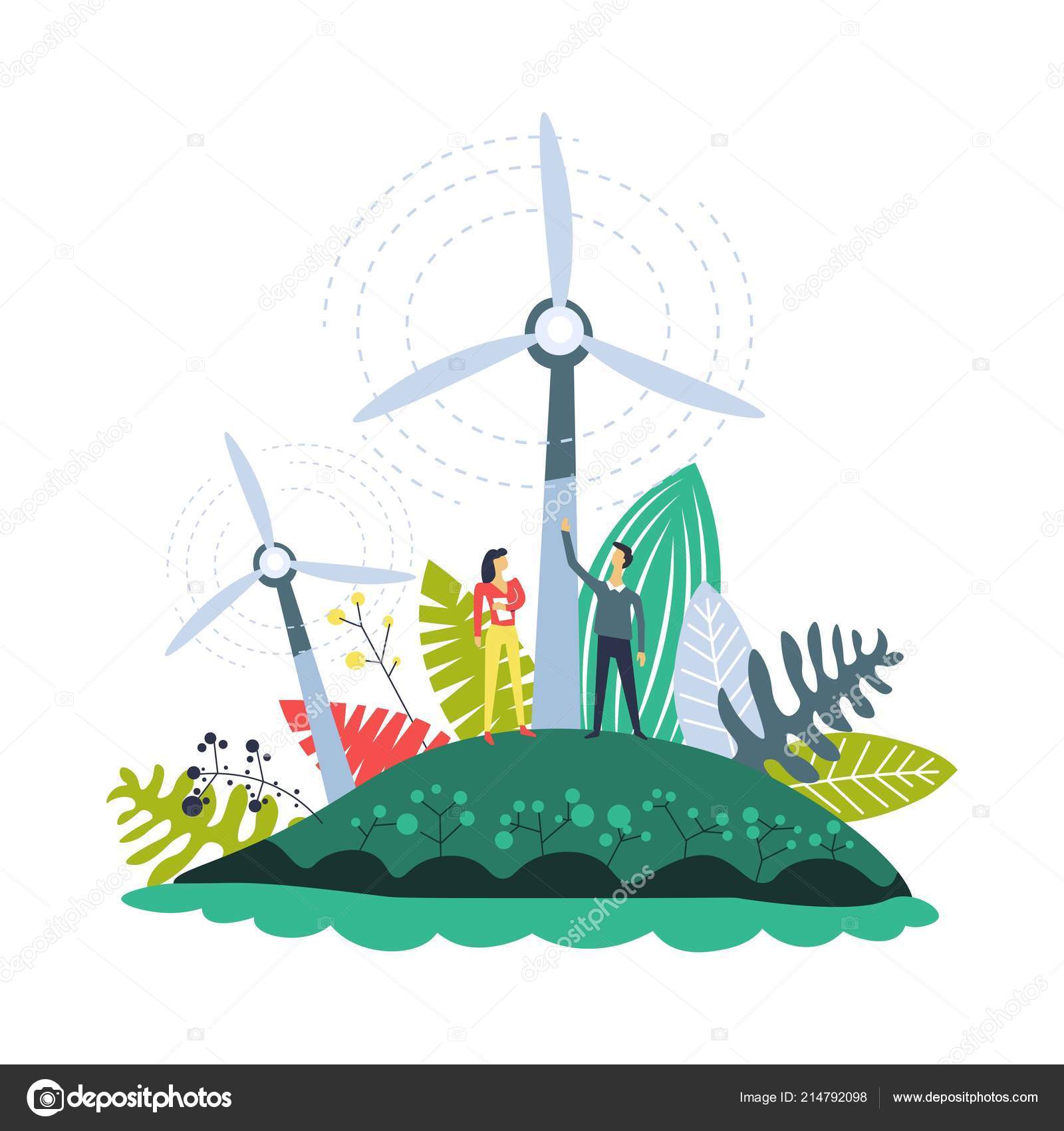Plantações Energia Eólica Moinhos Vento Plantas Definem Cartaz Vetorial  vetor(es) de stock de ©Sonulkaster 214792098